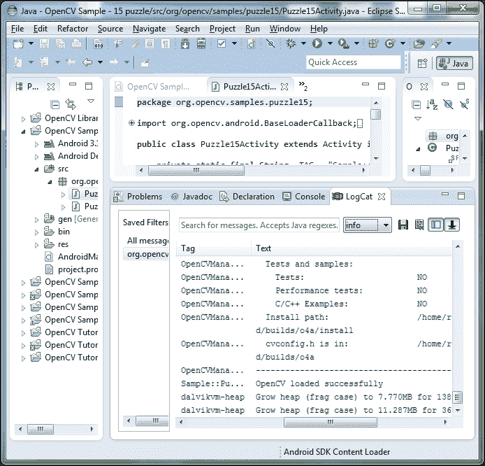 Building the OpenCV samples with Eclipse