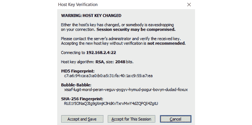 Figure 2.2 – Message window for the first-time connection 